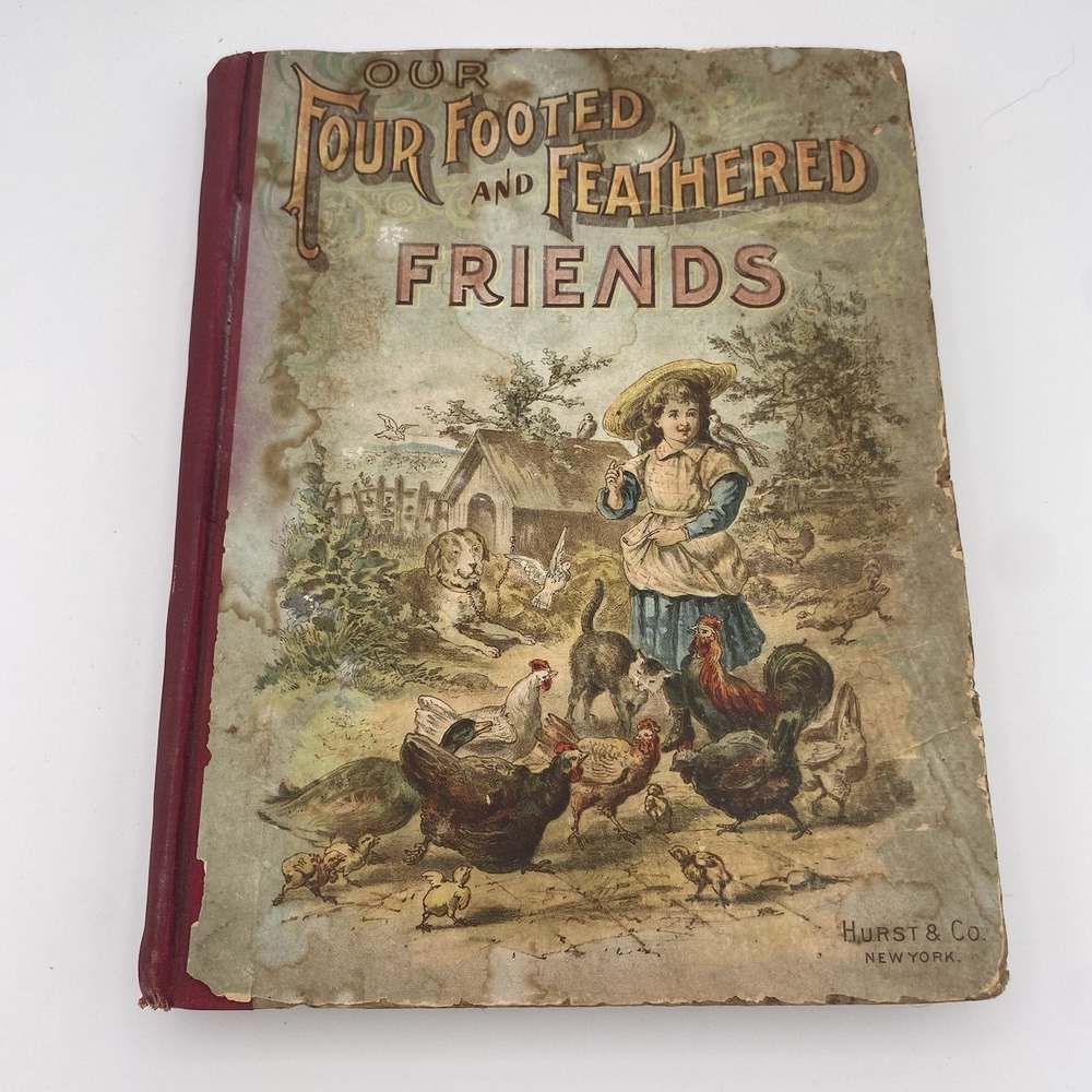 Antique Our Four Footed And Feathered Friends Animals Hurst & Co HC 1890s